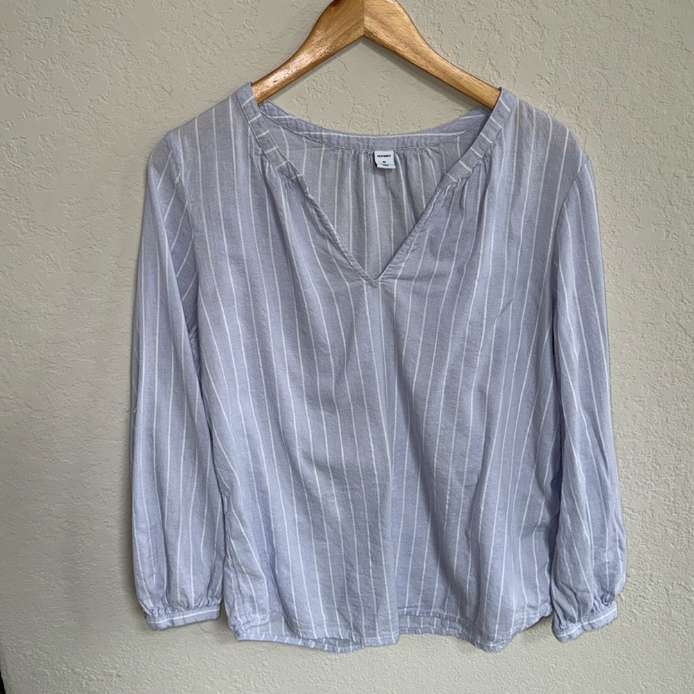 Lavender Blouse with white Stripes